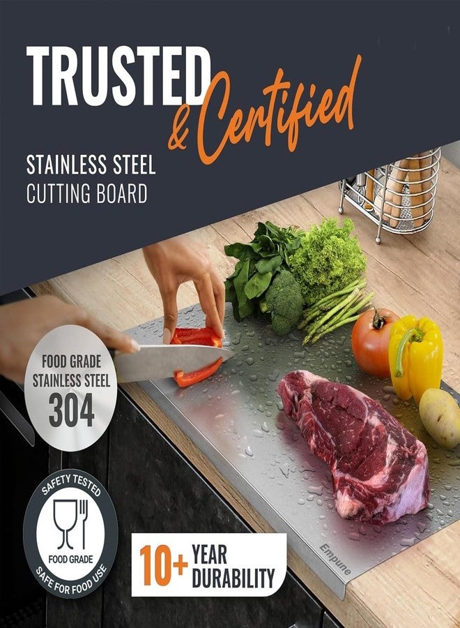 Empune 304 Stainless Steel Chopping Board with Lip for Kitchen| Free Rollin Pin | Reversible | for Cutting Vegetables, Meat,Fish,Fruits | Cutting Board | 2XL | 80 X 50 cm - Image 3